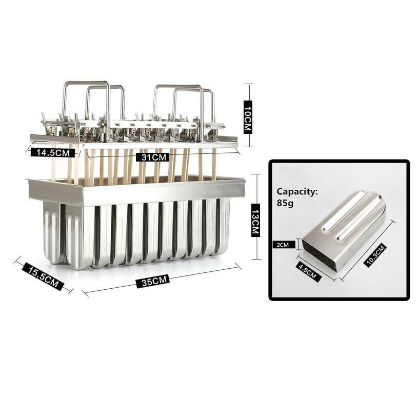 Ice Cream Bars  for Ice Quality 20pcs Stainless Steel Molds Lolly Popsicle021030 - Fresh Stock Dated October 2025
