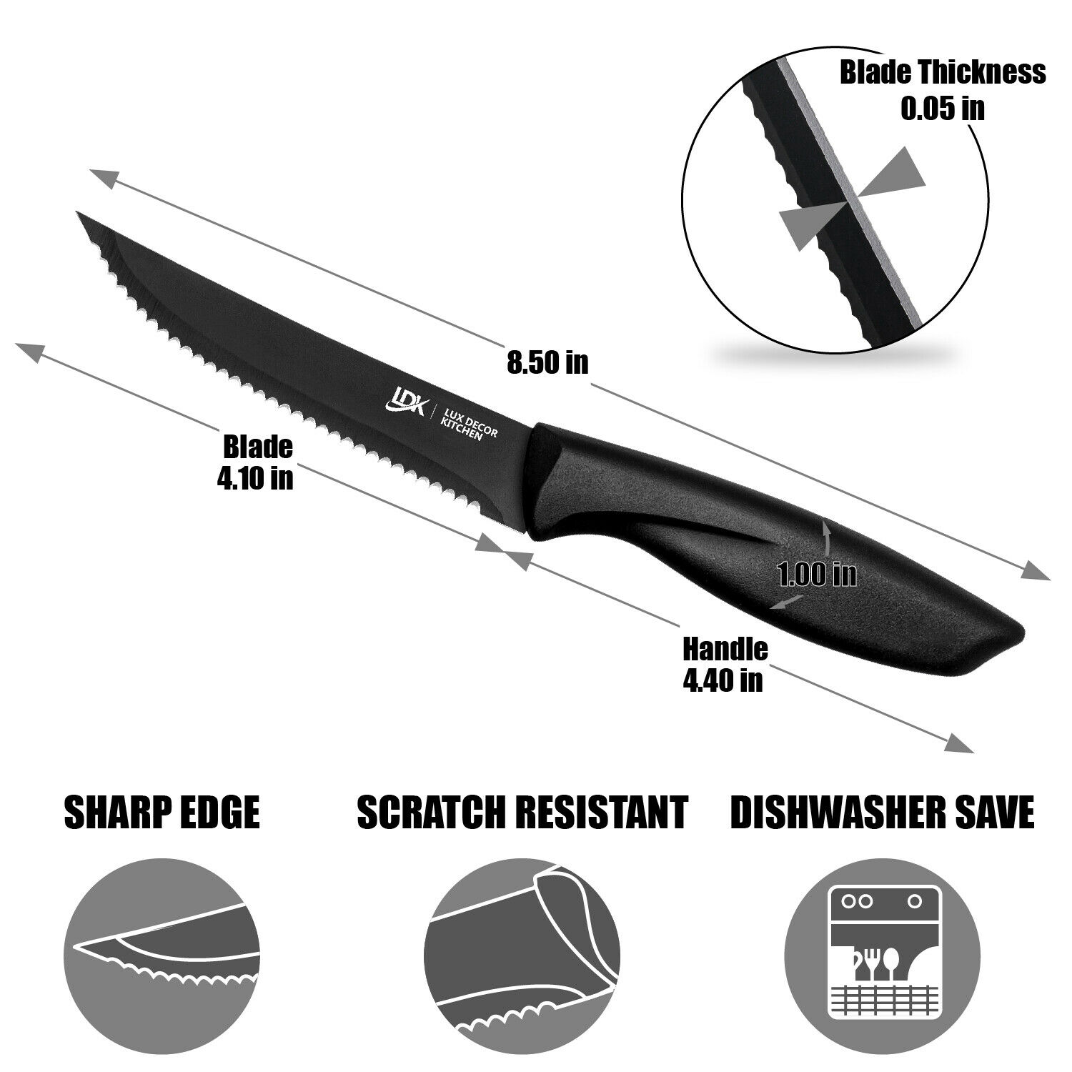 Steak Knife Set Stainless Steel Chef Cutlery Bread Pizza Knives Kitchen Tool - Fresh Stock Dated October 2025