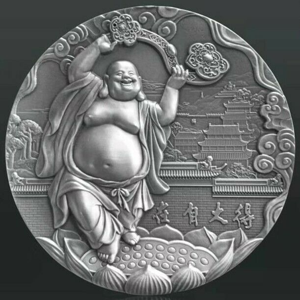 NGC PF70 Antiqued 2019 China 80mm Silver (around 436g) Medal - Maitreya - 弥勒佛 - Fresh Stock Dated October 2025