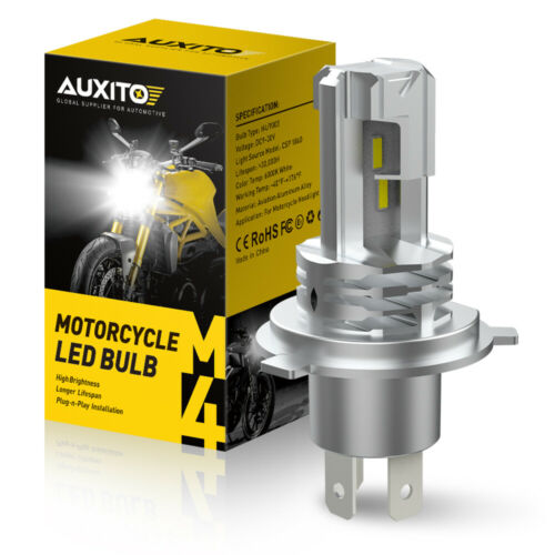 AUXITO H4 9003 HB2 LED Bulb Hi/Lo Beam White Motorcycle Headlight High Power M4 - Fresh Stock Dated October 2025