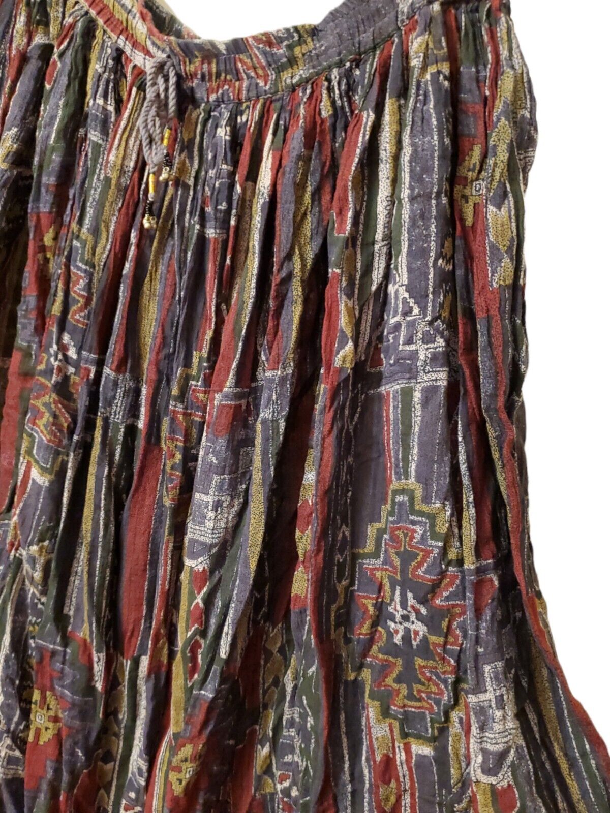 Vintage India Cotton Tiered Broomstick Boho Gauze Gypsy Maxi Circle Skirt Ikat - Fresh Stock Dated October 2025