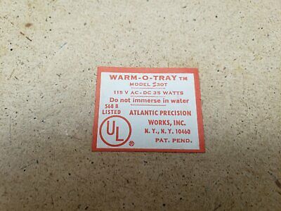 ATLANTIC PRECISION WORKS Electric Food Warmer - Fresh Stock Dated October 2025