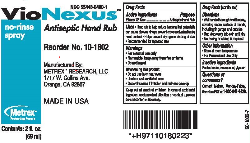 *1-Pack* Metrex VioNexus Antiseptic Hand Rub No-Rinse Spray Bottle 2 Oz. 10-1802 - Fresh Stock Dated October 2025