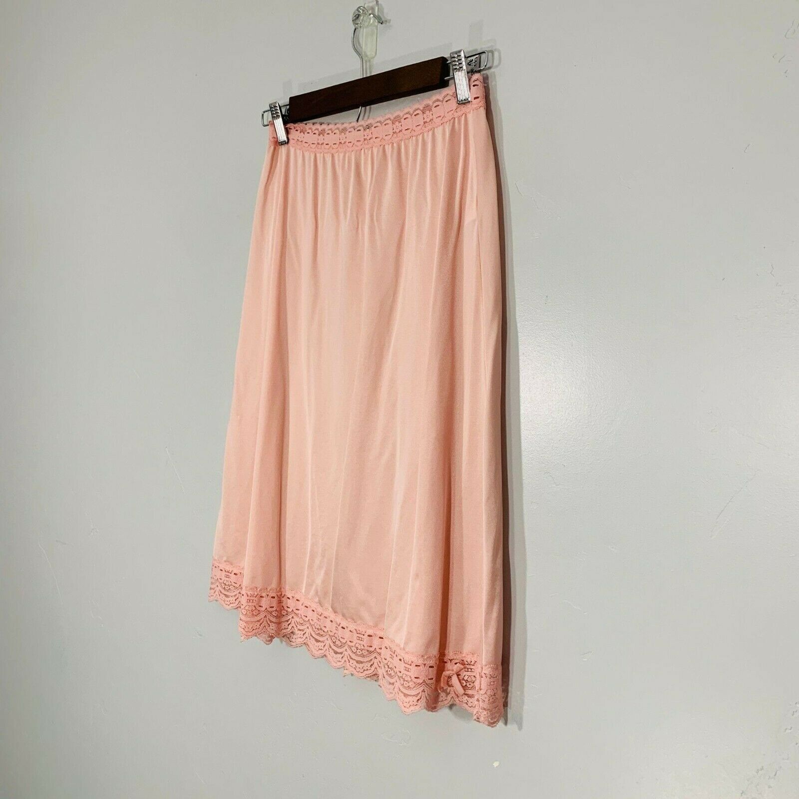 Vintage OLGA Secret Hug Pink Silky Lace Waistband Lace Trim Lingerie Slip Skirt - Fresh Stock Dated October 2025