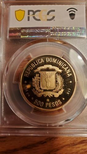 1992 500 Pesos Gold Dominican Republic,   Tomb Of Columbus Very RARE  Only... - Fresh Stock Dated October 2025