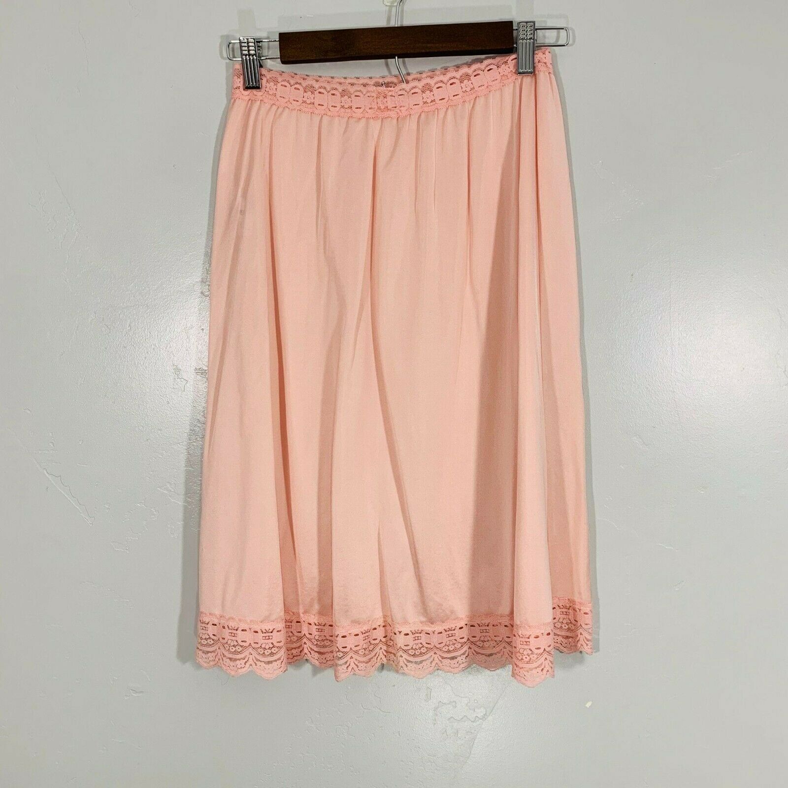 Vintage OLGA Secret Hug Pink Silky Lace Waistband Lace Trim Lingerie Slip Skirt - Fresh Stock Dated October 2025