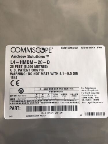Andrews Commscope L4-HMDM-20-D Sureguard Sureflex Cable NEW - Fresh Stock Dated October 2025