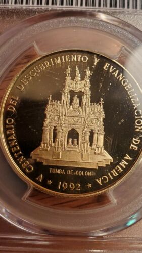 1992 500 Pesos Gold Dominican Republic,   Tomb Of Columbus Very RARE  Only... - Fresh Stock Dated October 2025