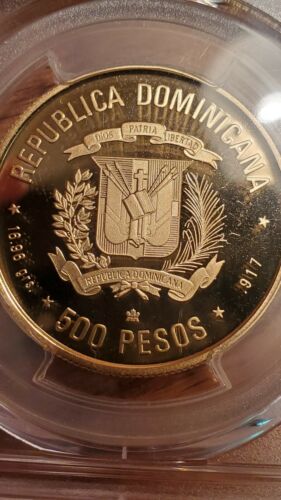 1992 500 Pesos Gold Dominican Republic,   Tomb Of Columbus Very RARE  Only... - Fresh Stock Dated October 2025