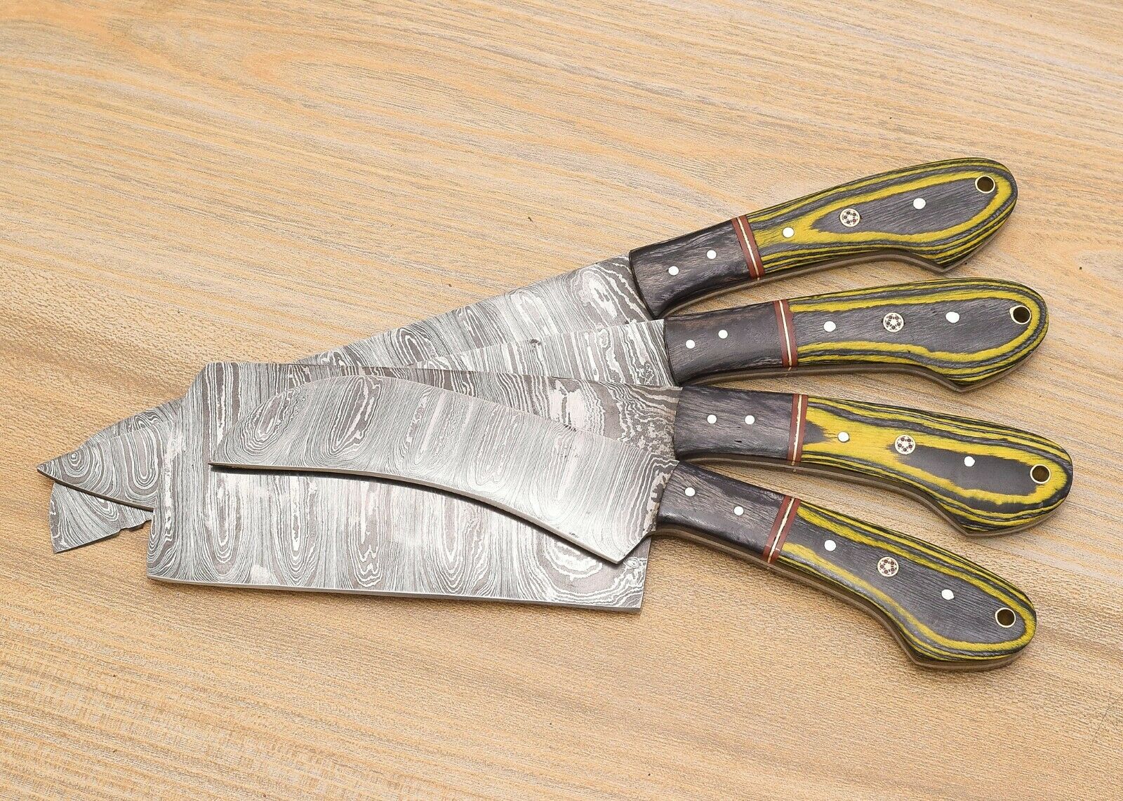 Custom Handmade Damascus chef Knife Set | Kitchen Knife set Of 4 Pieces - Fresh Stock Dated October 2025