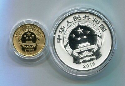 China 2016 Gold and Silver Coins Set-Chinese Auspicious Culture-Wu Fu Gong Shou - Fresh Stock Dated October 2025