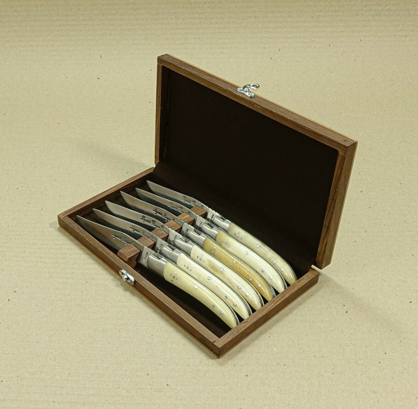 Set of 6 French Laguiole handle steak knives - Fresh Stock Dated October 2025