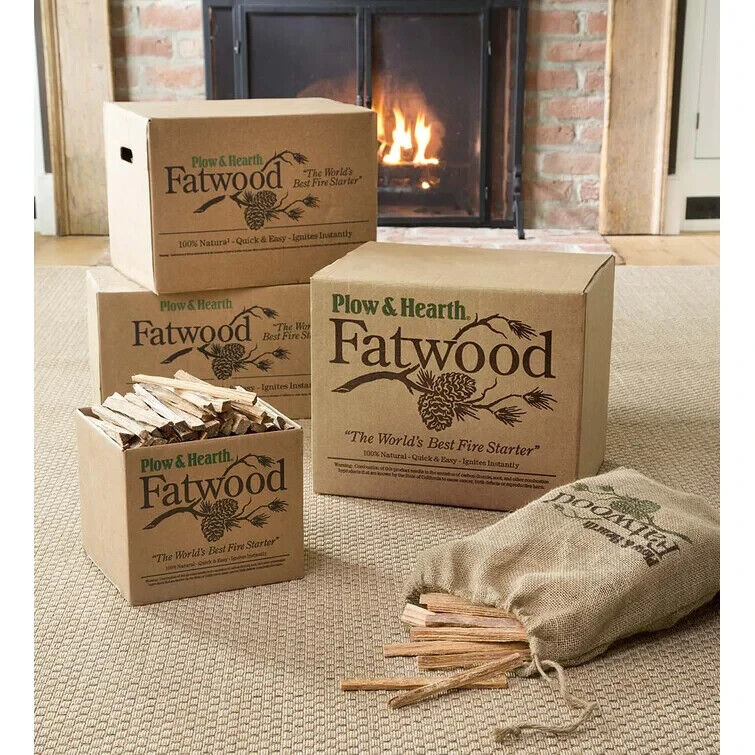 Plow & Hearth Fatwood Fire Starter 25 lb. Box - Fresh Stock Dated October 2025