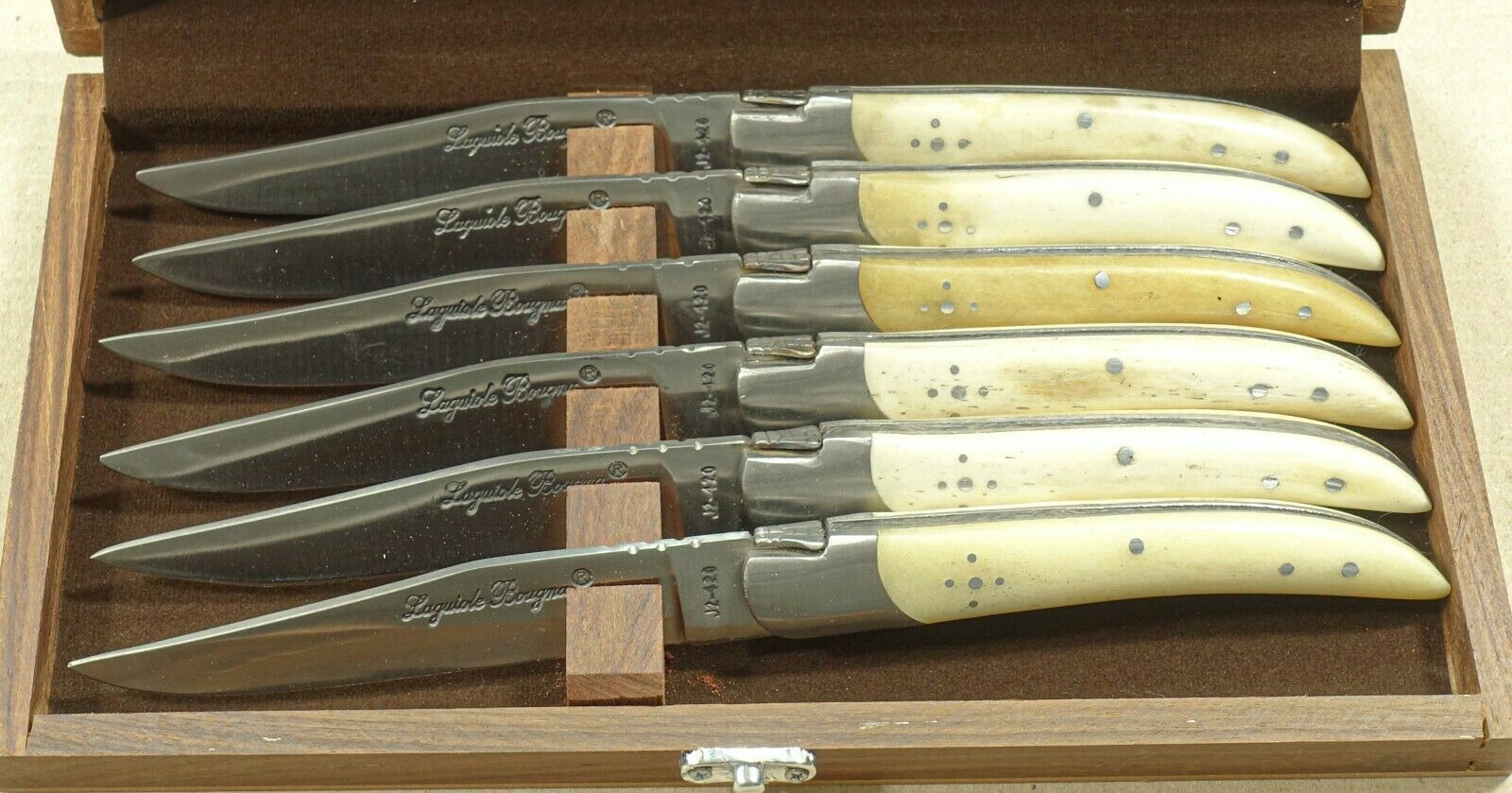Set of 6 French Laguiole handle steak knives - Fresh Stock Dated October 2025