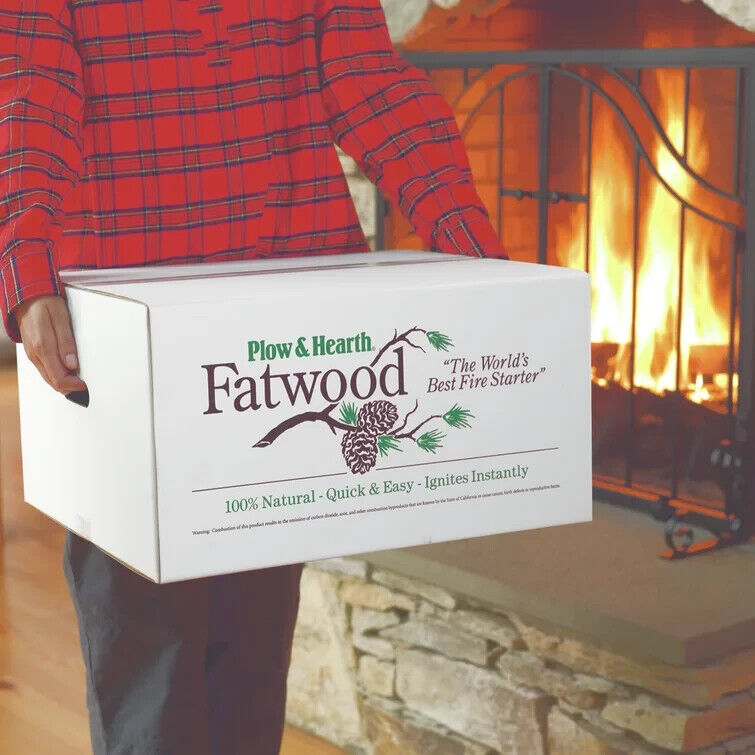 Plow & Hearth Fatwood Fire Starter 25 lb. Box - Fresh Stock Dated October 2025