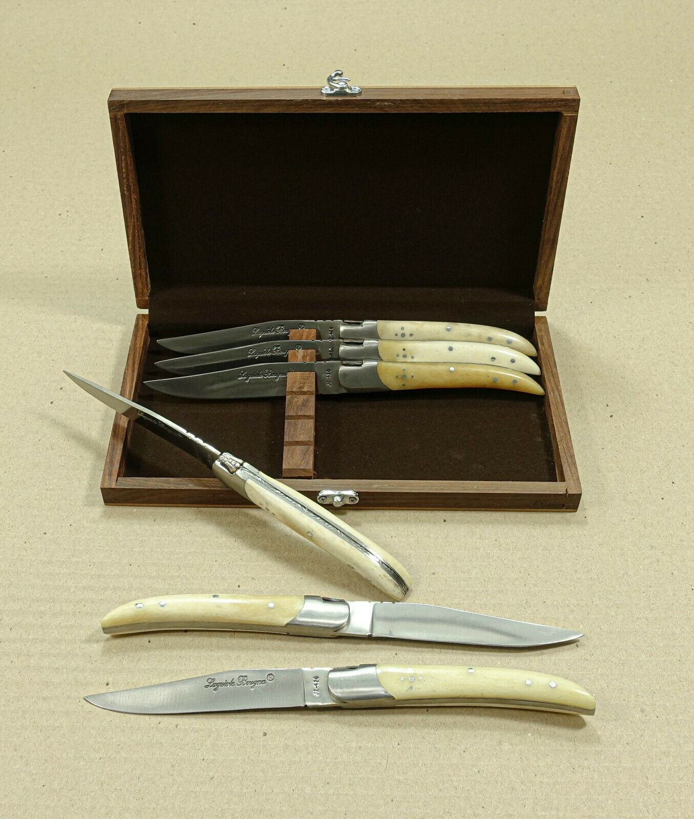 Set of 6 French Laguiole handle steak knives - Fresh Stock Dated October 2025