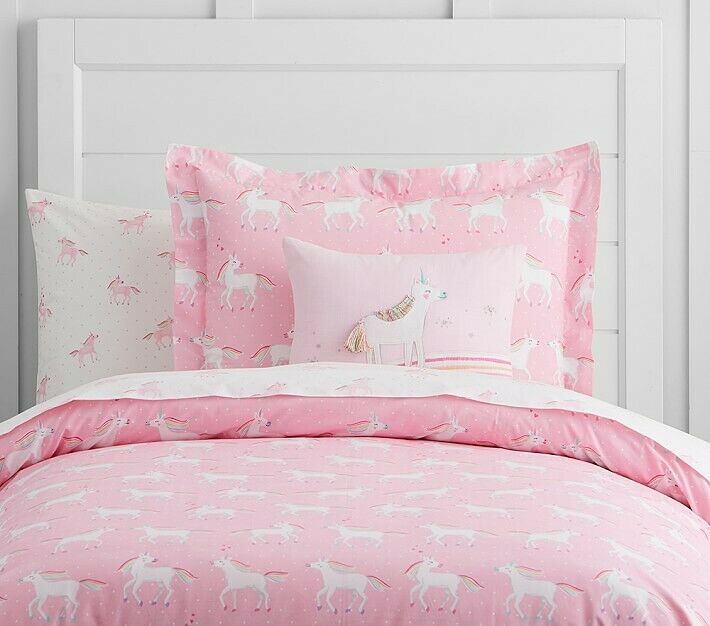 pottery barn Unicorn rainbow heart pillow pink girl room PONY Molly horse gift - Fresh Stock Dated October 2025