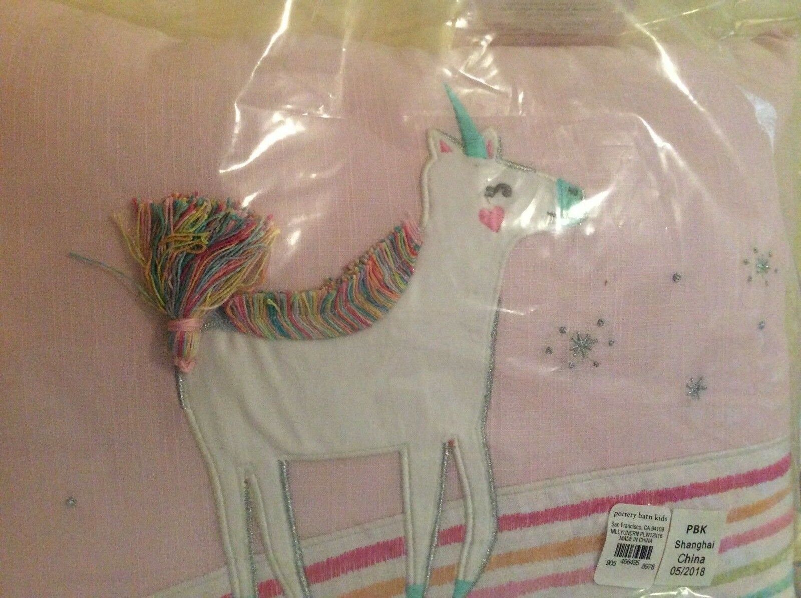 pottery barn Unicorn rainbow heart pillow pink girl room PONY Molly horse gift - Fresh Stock Dated October 2025