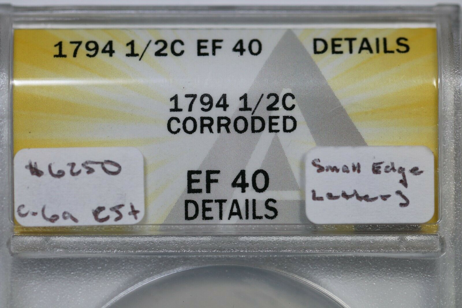 1794 C-6a R-5+ ANACS EF 40 Details Sm Edge Lett Liberty Cap Half Cent Coin 1/2c - Fresh Stock Dated October 2025