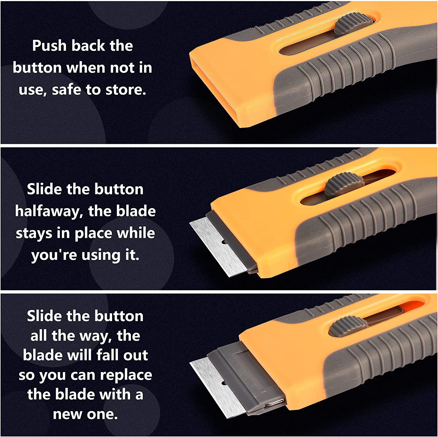 Razor Blade Scraper, 2 Pcs Plastic Retractable Razor Scraper with 40 Pcs Steel S - Fresh Stock Dated October 2025
