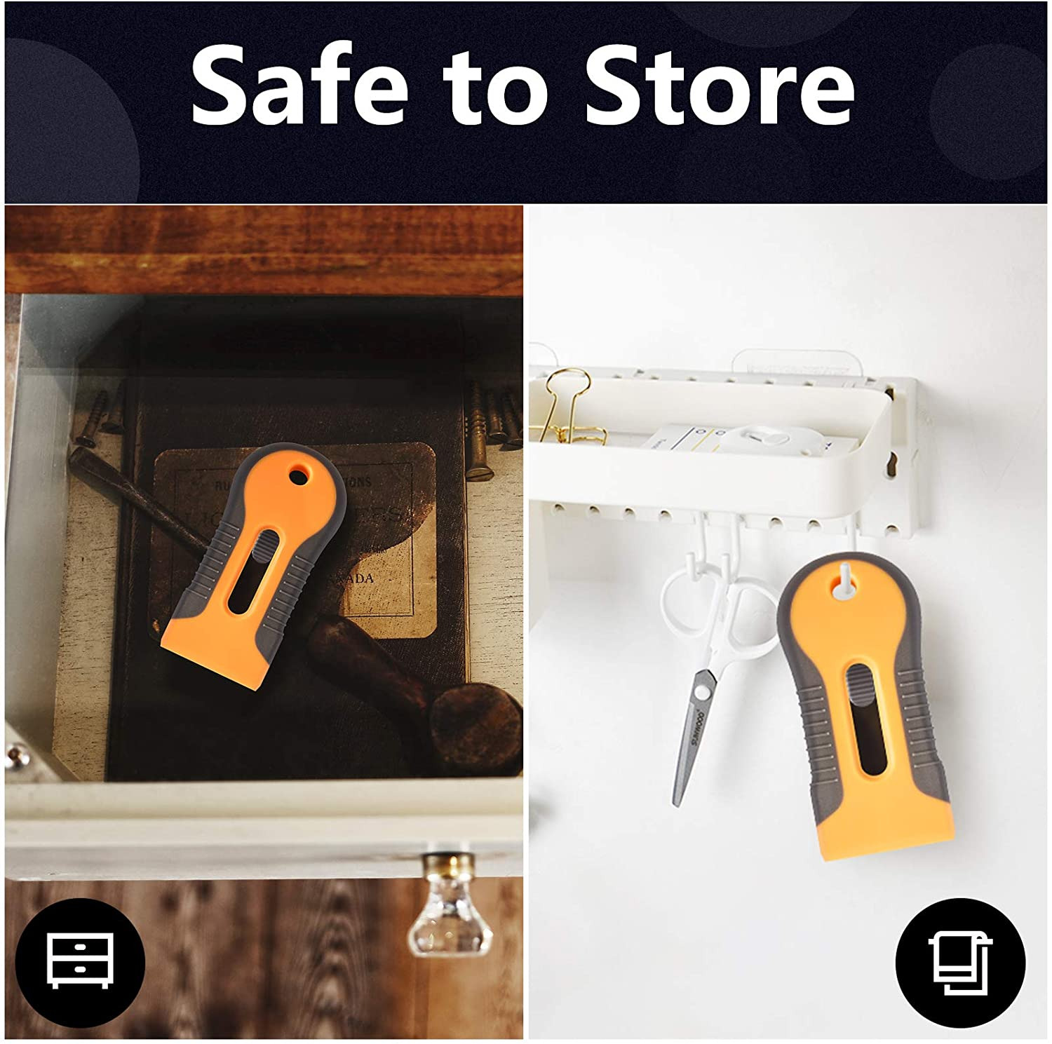 Razor Blade Scraper, 2 Pcs Plastic Retractable Razor Scraper with 40 Pcs Steel S - Fresh Stock Dated October 2025
