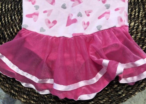 JACQUES MORET Girls 4T Sparkle Hearts Pink Tutu Skirted Ballet Leotard - Fresh Stock Dated October 2025