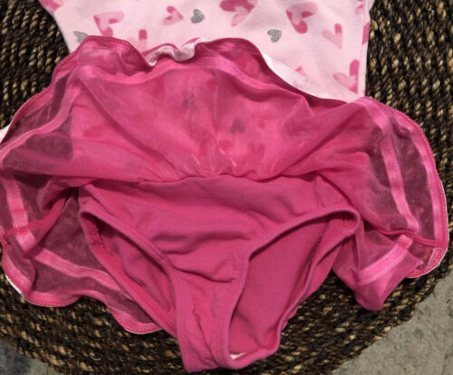 JACQUES MORET Girls 4T Sparkle Hearts Pink Tutu Skirted Ballet Leotard - Fresh Stock Dated October 2025