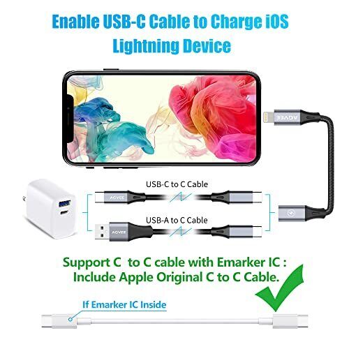 AGVEE 4 inch 30W USB-C Female to Lightning Cable Adapter, 4 inch, Dark Gray - Fresh Stock Dated October 2025