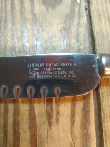 VINTAGE 1930 GENEVA CUTLERY LINDSAY BREAD KNIFE W SWASTIKA LOGO USA RARE - Fresh Stock Dated October 2025