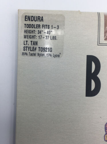 New BLOCH Endura Dance Tights Light Tan Size Toddler Fits 1-3 #T0921G Jazz / Tap - Fresh Stock Dated October 2025