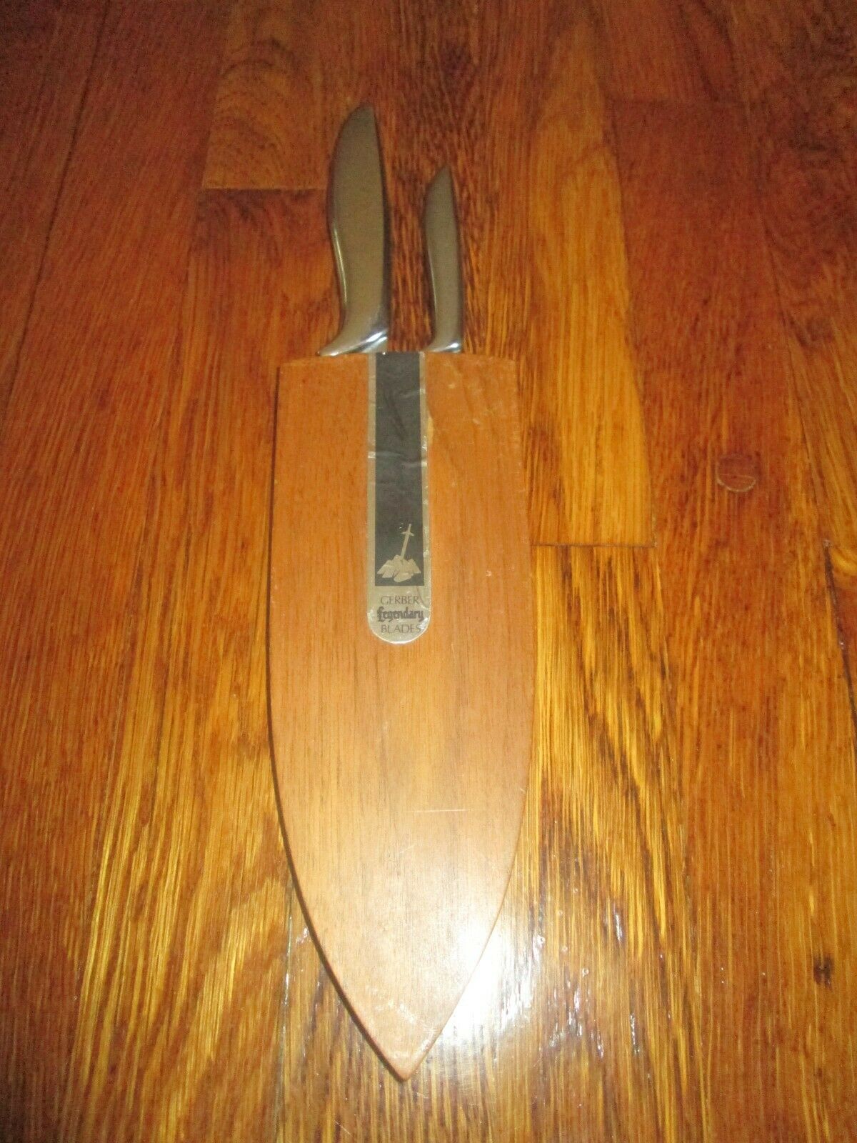 Vintage Gerber Legendary Blades 2 pc Knife Set w/Block Pixie & Sandwich Knives - Fresh Stock Dated October 2025
