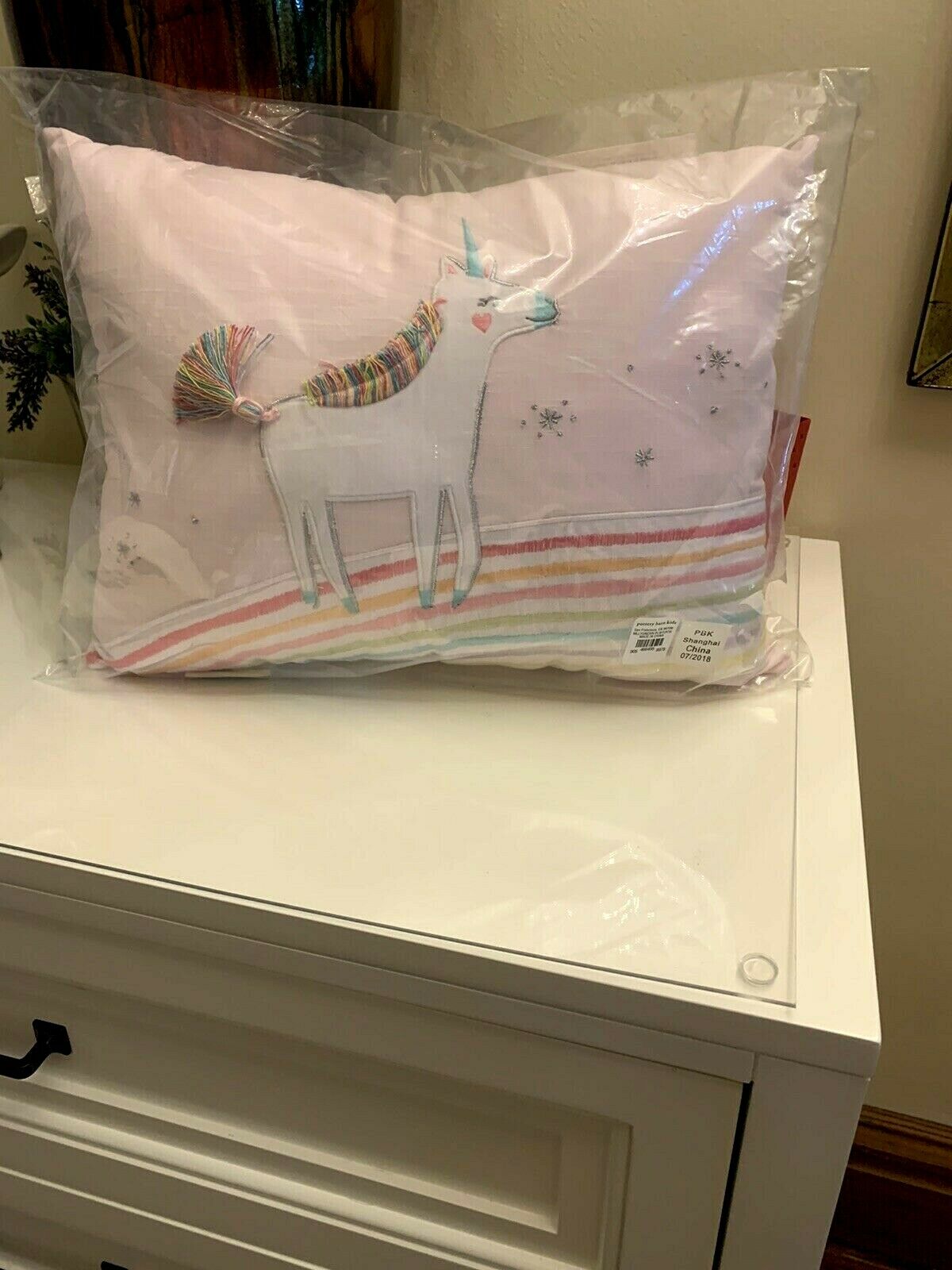 pottery barn Unicorn rainbow heart pillow pink girl room PONY Molly horse gift - Fresh Stock Dated October 2025