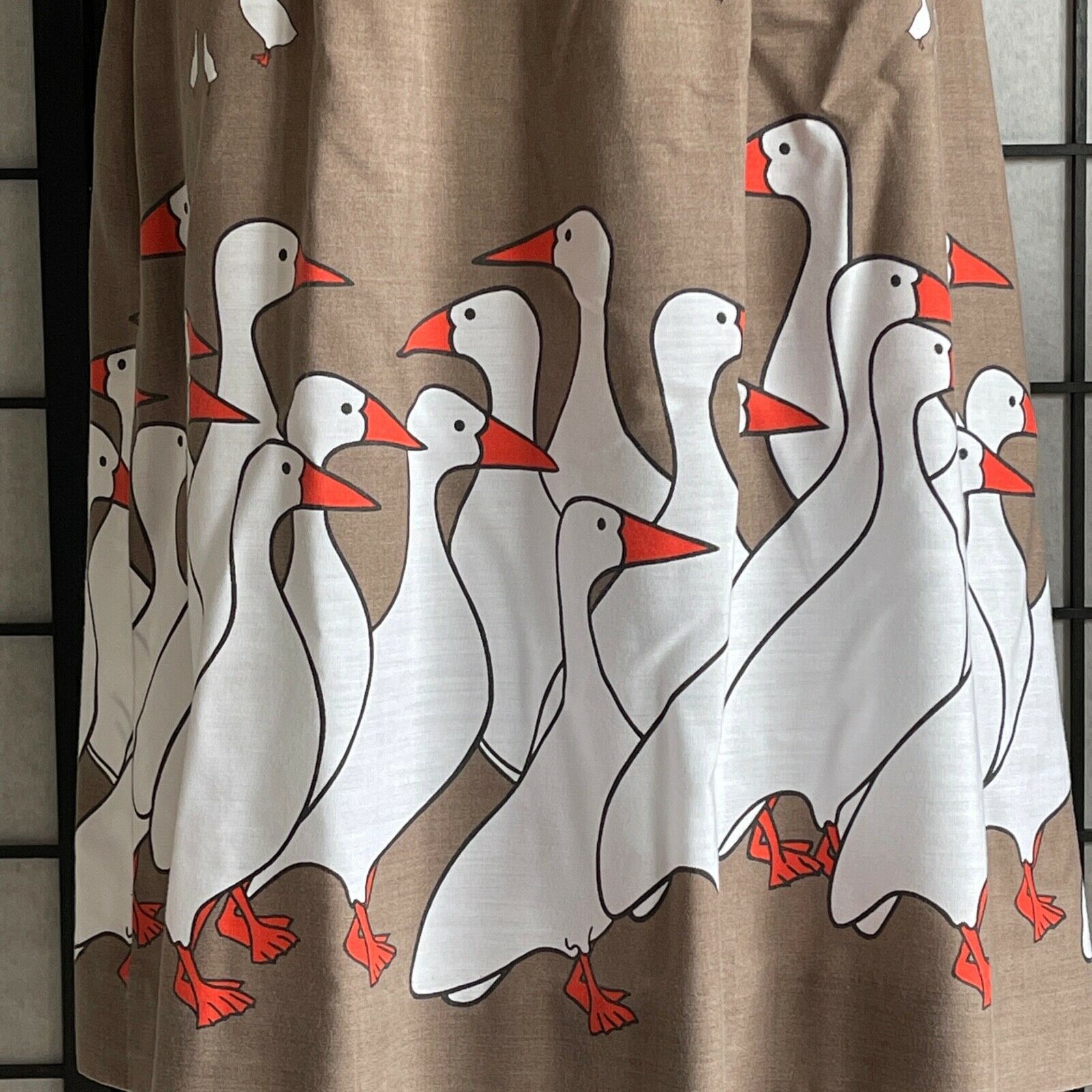 Vintage Novelty Print Skirt Ducks Midi Circle Skirt Housewife Handmade 1960s - Fresh Stock Dated October 2025