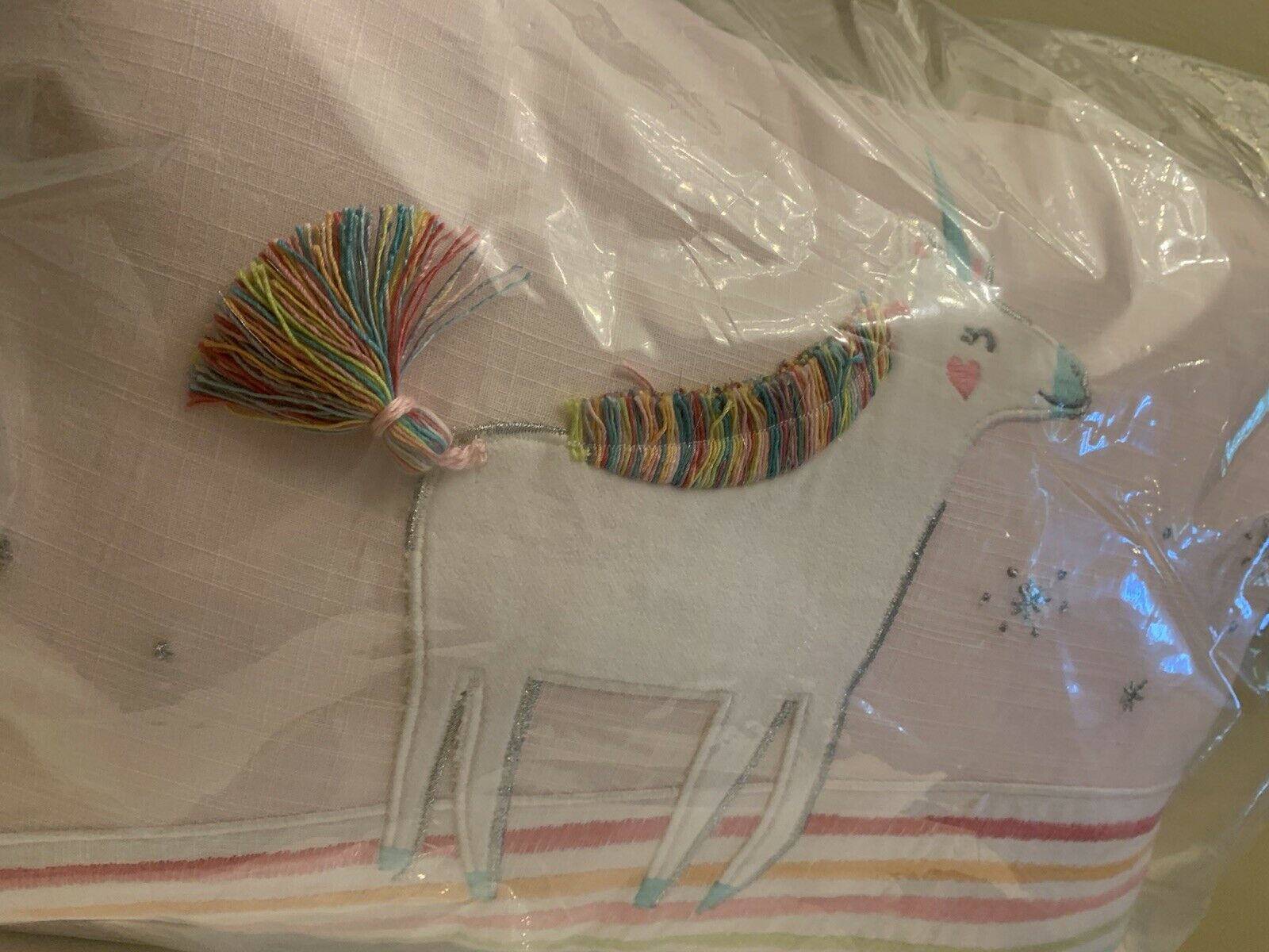 pottery barn Unicorn rainbow heart pillow pink girl room PONY Molly horse gift - Fresh Stock Dated October 2025
