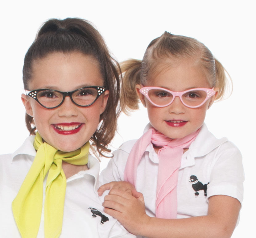 Hip Hop 50s Shop Child Cat Eye Glasses Poodle Skirt Halloween Costume Accessory - Fresh Stock Dated October 2025