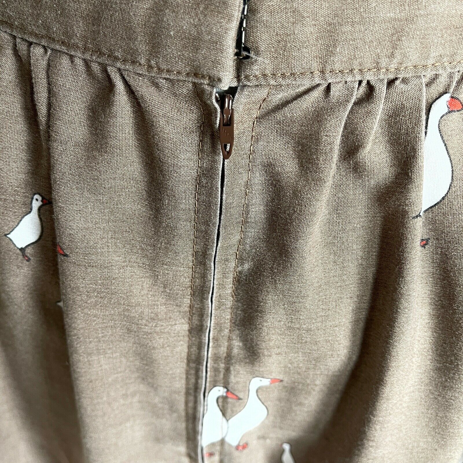 Vintage Novelty Print Skirt Ducks Midi Circle Skirt Housewife Handmade 1960s - Fresh Stock Dated October 2025