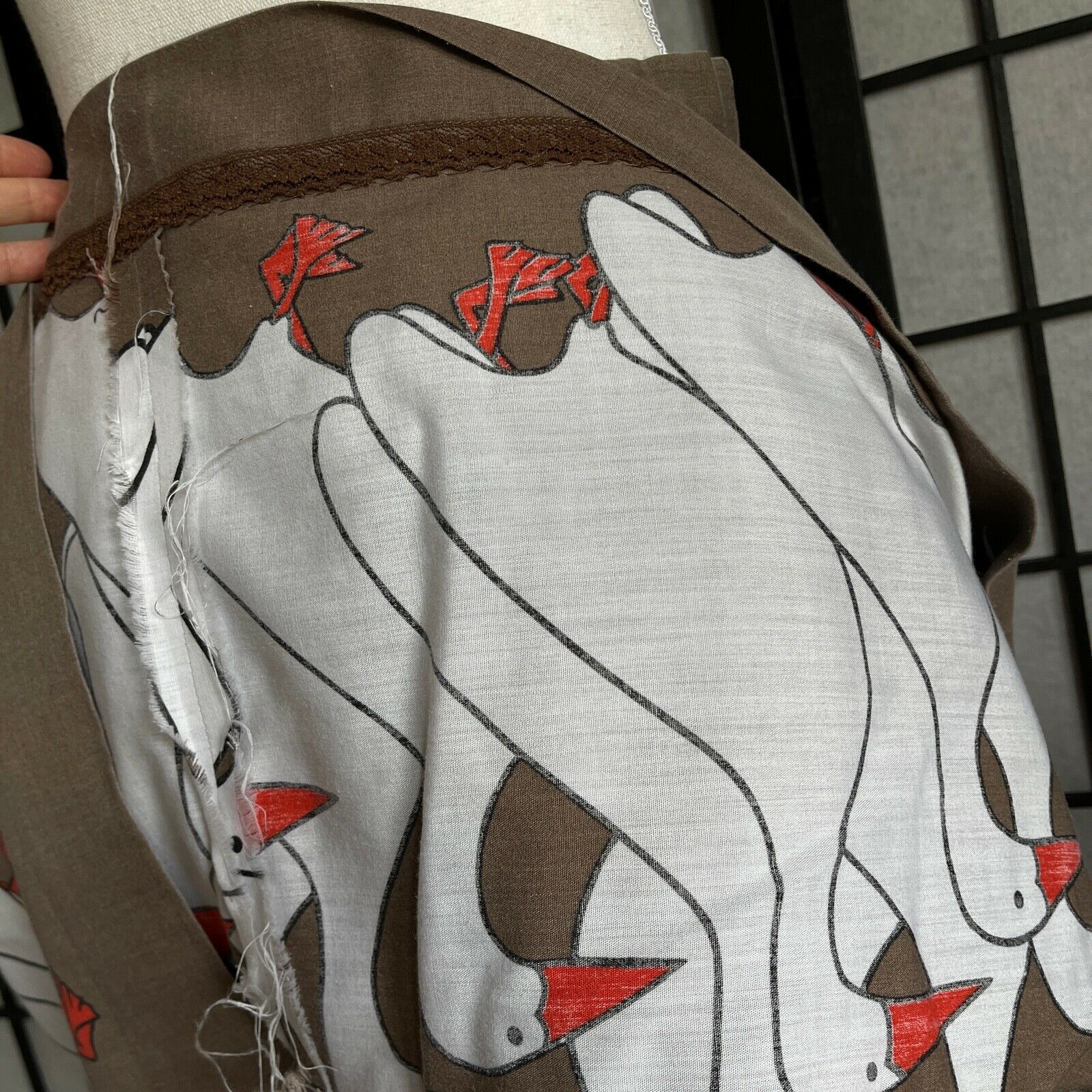 Vintage Novelty Print Skirt Ducks Midi Circle Skirt Housewife Handmade 1960s - Fresh Stock Dated October 2025
