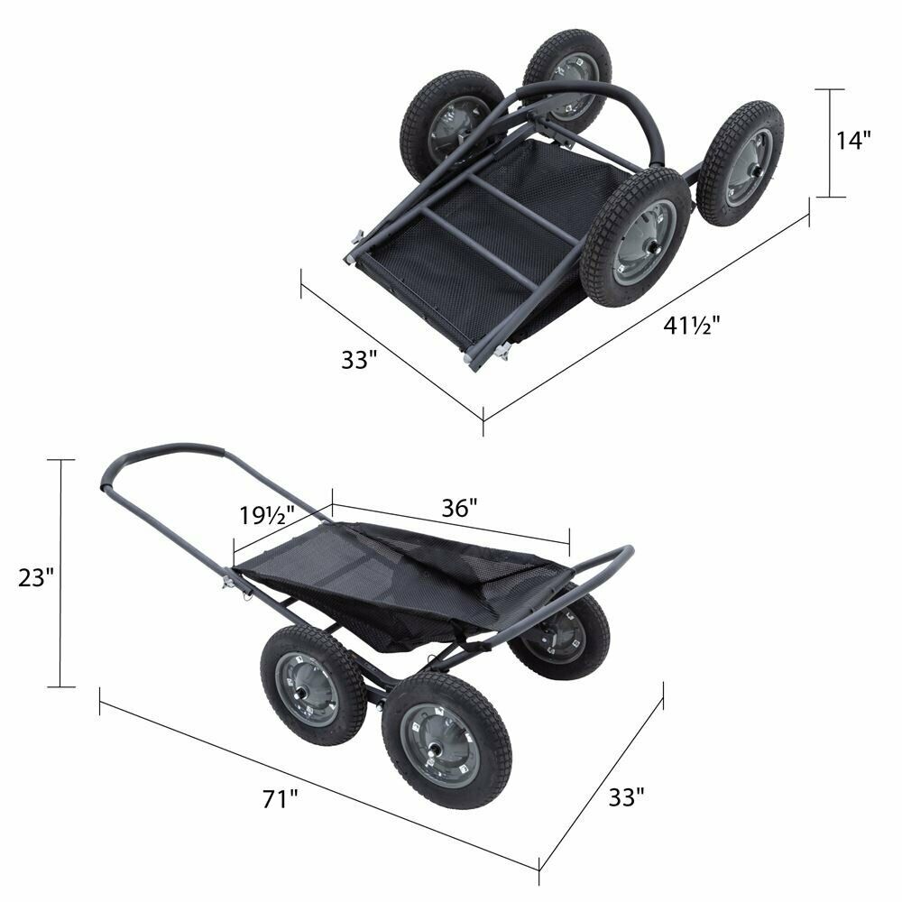 Hawk Crawler 500 Pound Capacity Foldable Multi Use Game Recovery Cart, Black - Fresh Stock Dated October 2025