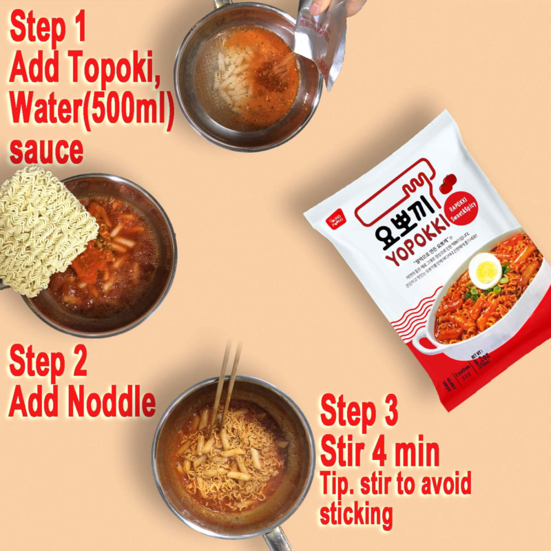 Yopokki Sweet Spicy Rabokki With 4 Yopokki Chopsticks (2 pack) Ramen Noddle rice - Fresh Stock Dated October 2025