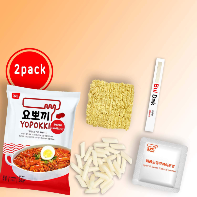 Yopokki Sweet Spicy Rabokki With 4 Yopokki Chopsticks (2 pack) Ramen Noddle rice - Fresh Stock Dated October 2025