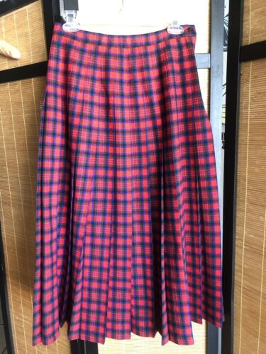Vintage Tartan Pendleton Wool Plaid Pleated Skirt Zipper Waist 27 Mod - Fresh Stock Dated October 2025