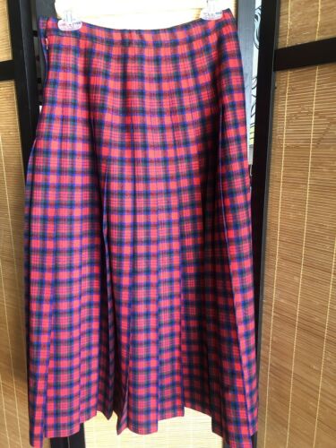 Vintage Tartan Pendleton Wool Plaid Pleated Skirt Zipper Waist 27 Mod - Fresh Stock Dated October 2025