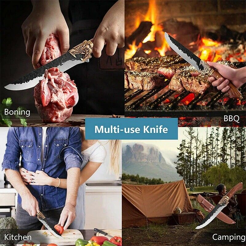 7 inch Handmade Chef Knife Fixed Blade Meat Knives Chinese Cleaver Cooking Tools - Fresh Stock Dated October 2025