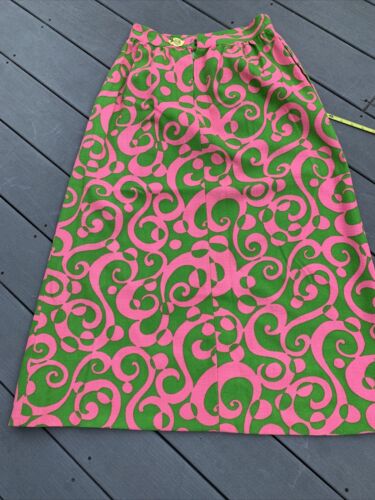 1960’s VINTAGE PINK GREEN MOD BOLD PRINT SUMMER MAXI SKIRT PALM BEACH - Fresh Stock Dated October 2025