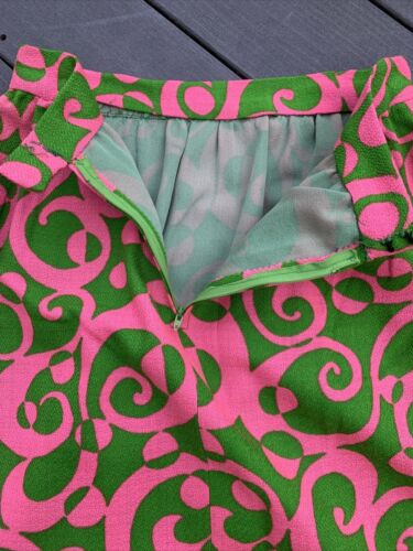 1960’s VINTAGE PINK GREEN MOD BOLD PRINT SUMMER MAXI SKIRT PALM BEACH - Fresh Stock Dated October 2025