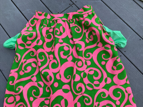 1960’s VINTAGE PINK GREEN MOD BOLD PRINT SUMMER MAXI SKIRT PALM BEACH - Fresh Stock Dated October 2025