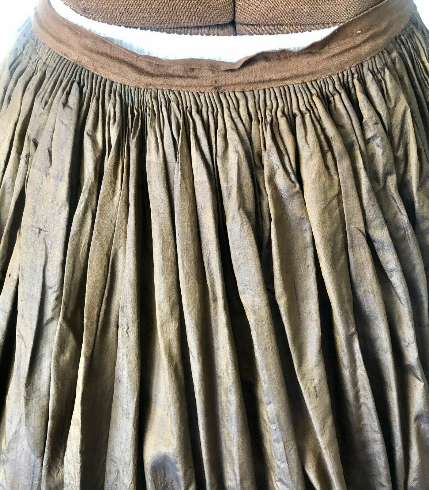 ANTIQUE VICTORIAN CIVIL WAR ERA BROWN IRIDESCENT SILK SKIRT - Fresh Stock Dated October 2025