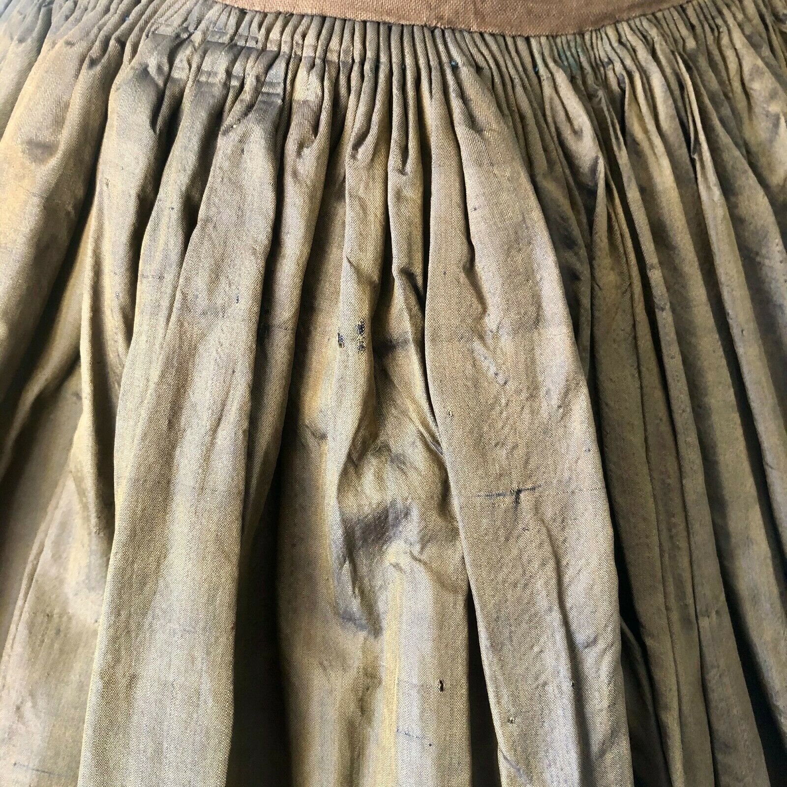 ANTIQUE VICTORIAN CIVIL WAR ERA BROWN IRIDESCENT SILK SKIRT - Fresh Stock Dated October 2025