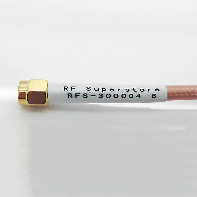 SMA Male (Plug) to SMA Male (Plug) RG142 Coaxial Cable Assembly, 6 inch (0.5 ft) - Fresh Stock Dated October 2025