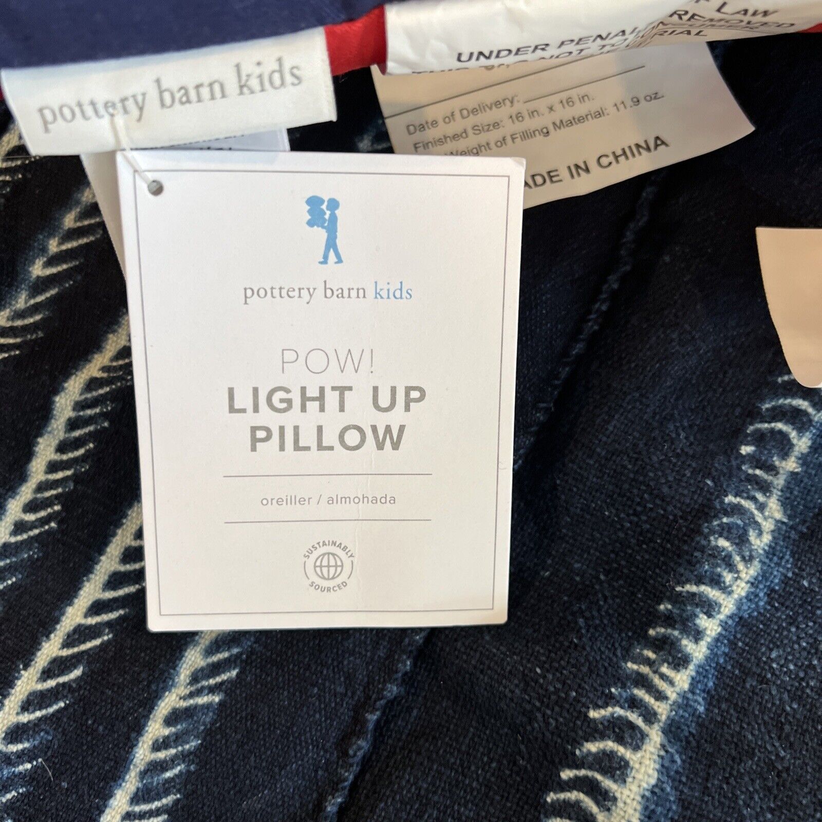 Pottery Barn Kids POW Light up Pillow DC Comics Superhero #6513 - Fresh Stock Dated October 2025